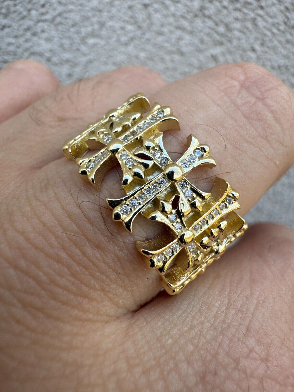 Moissanite Hearts Of Chrome Ring | 14k Gold Vermeil 925 Silver