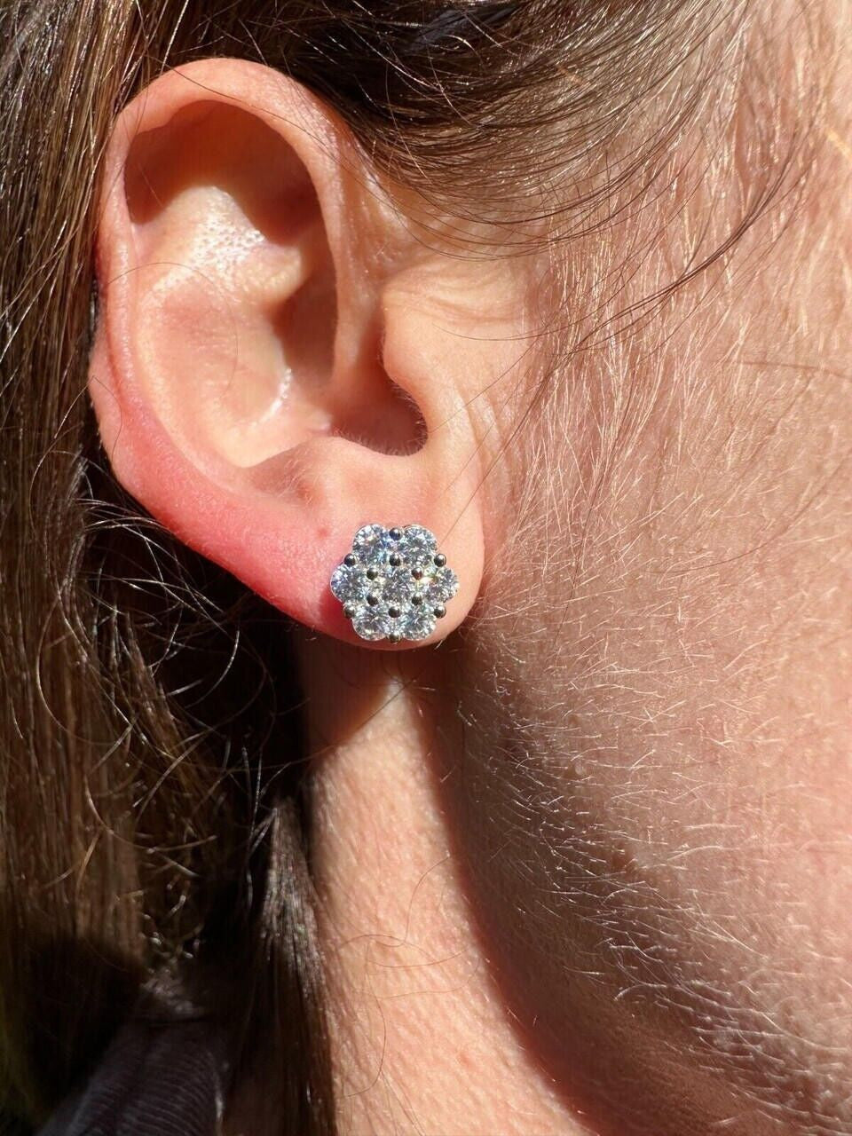 Cluster Iced Out Honeycomb Set Earrings | Silver | CZ