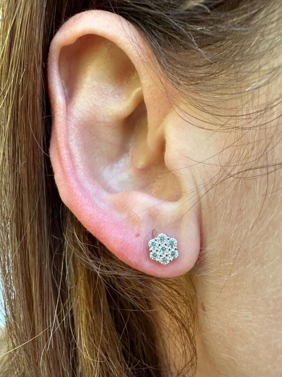 Cluster Iced Out Honeycomb Set Earrings | Silver | CZ