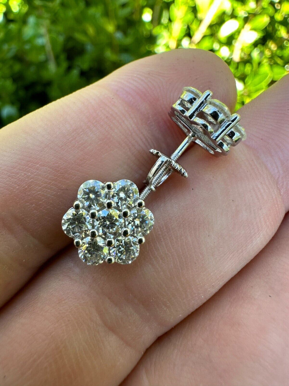 Cluster Iced Out Honeycomb Set Earrings | Silver | CZ