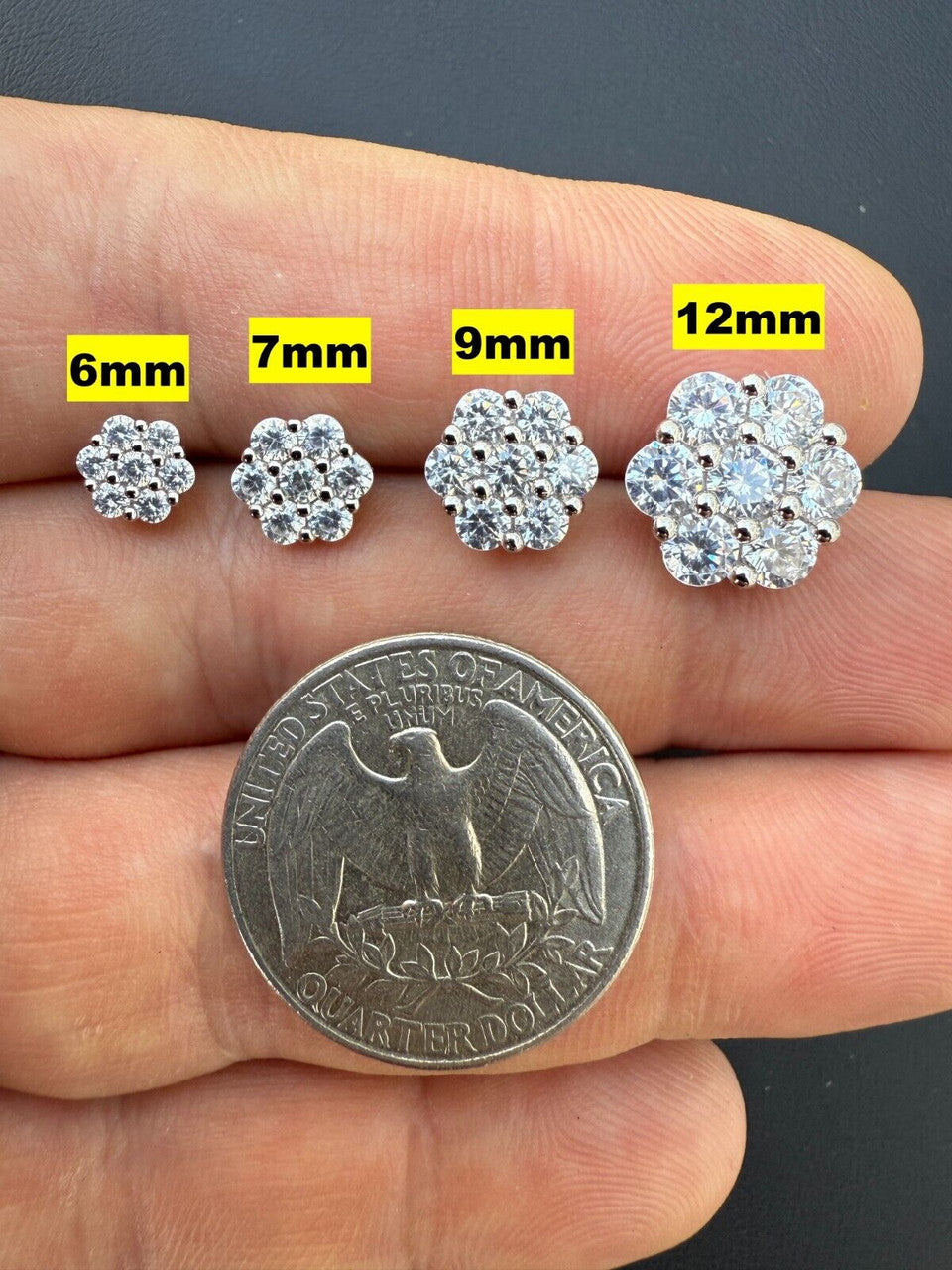 Cluster Iced Out Honeycomb Set Earrings | Silver | CZ