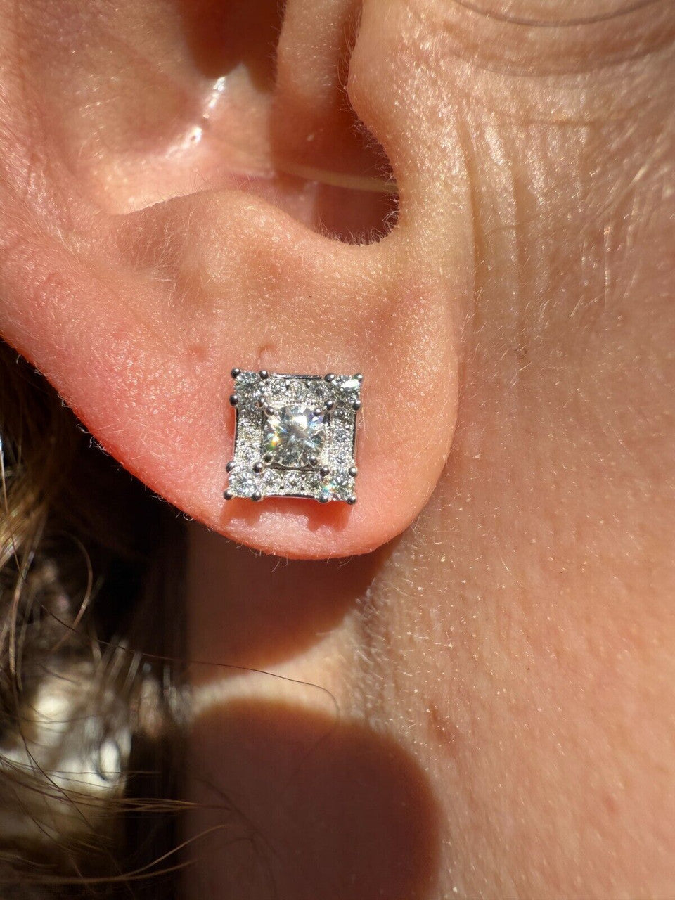Moissanite Square Rapper Earrings | 925 Silver