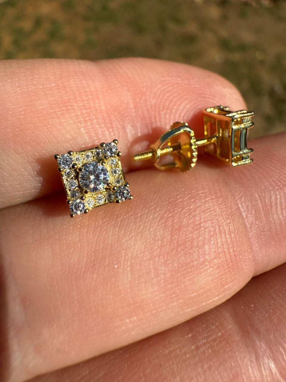 Moissanite Square Rapper Earrings | 14k Gold Vermeil 925 Silver