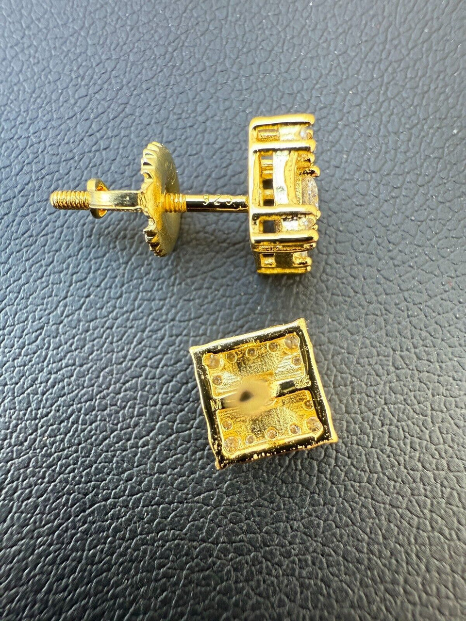 Moissanite Square Rapper Earrings | 14k Gold Vermeil 925 Silver