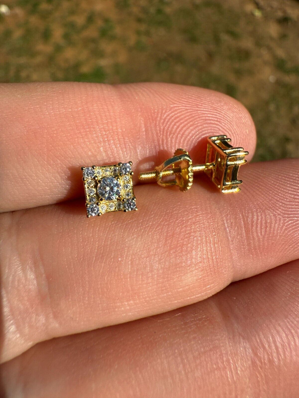 Moissanite Square Rapper Earrings | 14k Gold Vermeil 925 Silver
