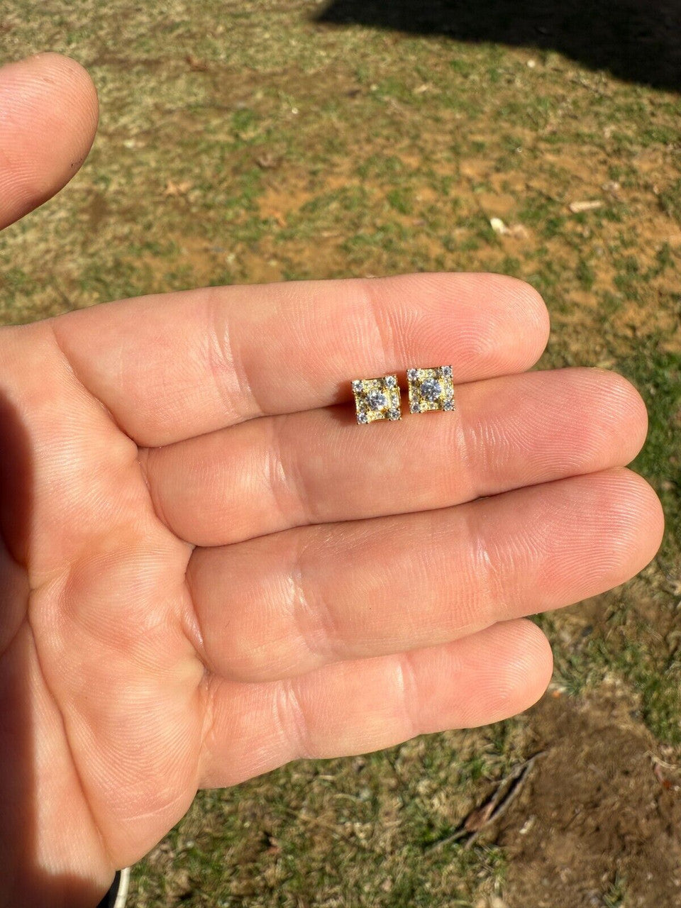 Moissanite Square Rapper Earrings | 14k Gold Vermeil 925 Silver