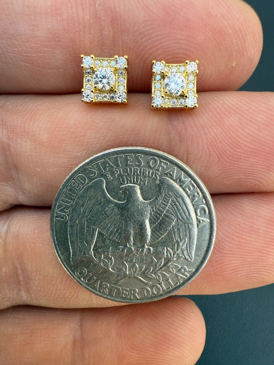 Moissanite Square Rapper Earrings | 14k Gold Vermeil 925 Silver