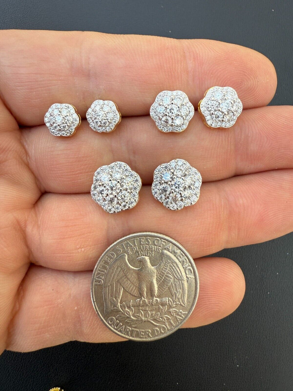 Micropave Cluster Iced Out Earrings | 14k Gold Vermeil 925 Silver | CZ
