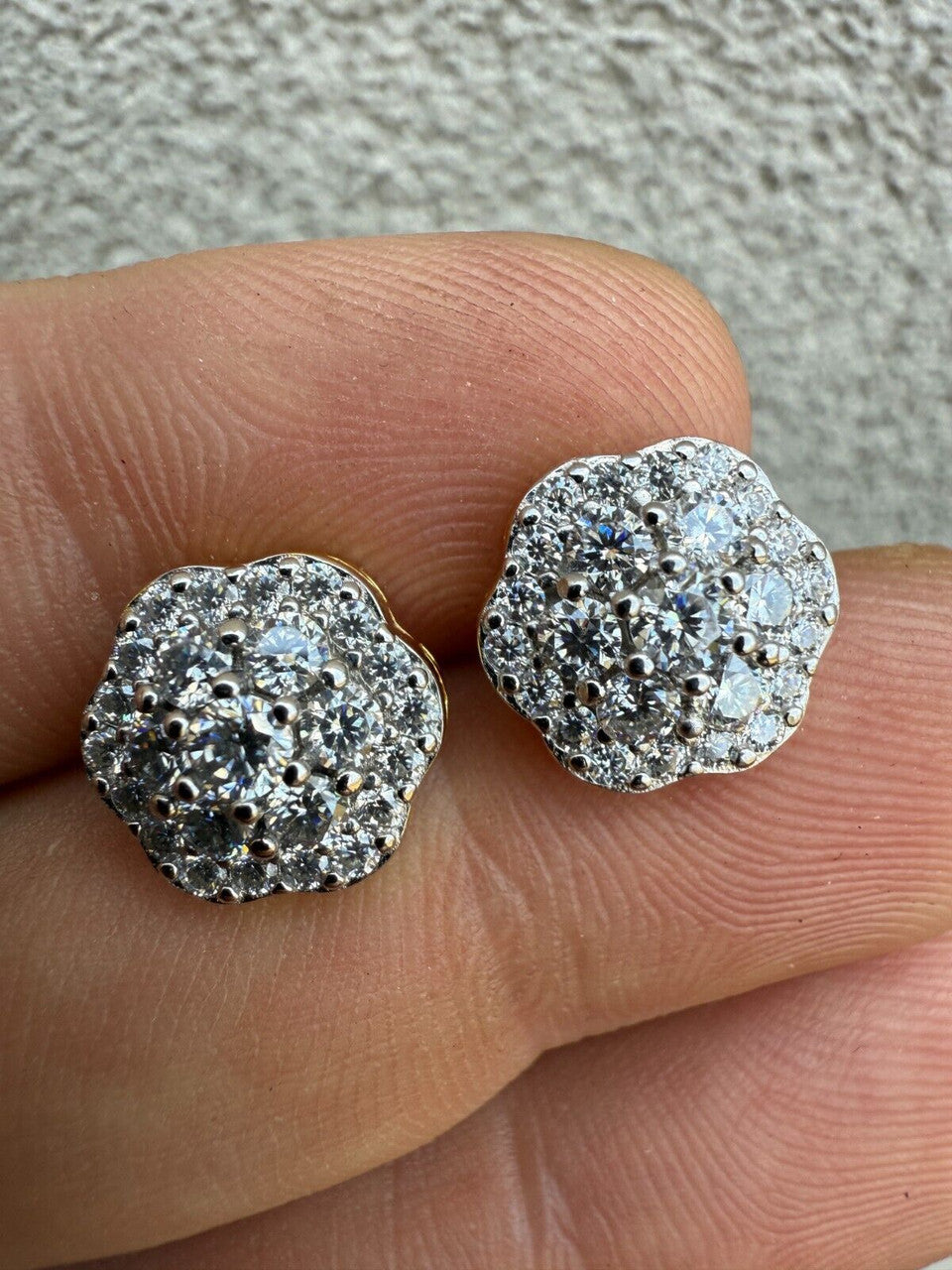 Micropave Cluster Iced Out Earrings | 14k Gold Vermeil 925 Silver | CZ