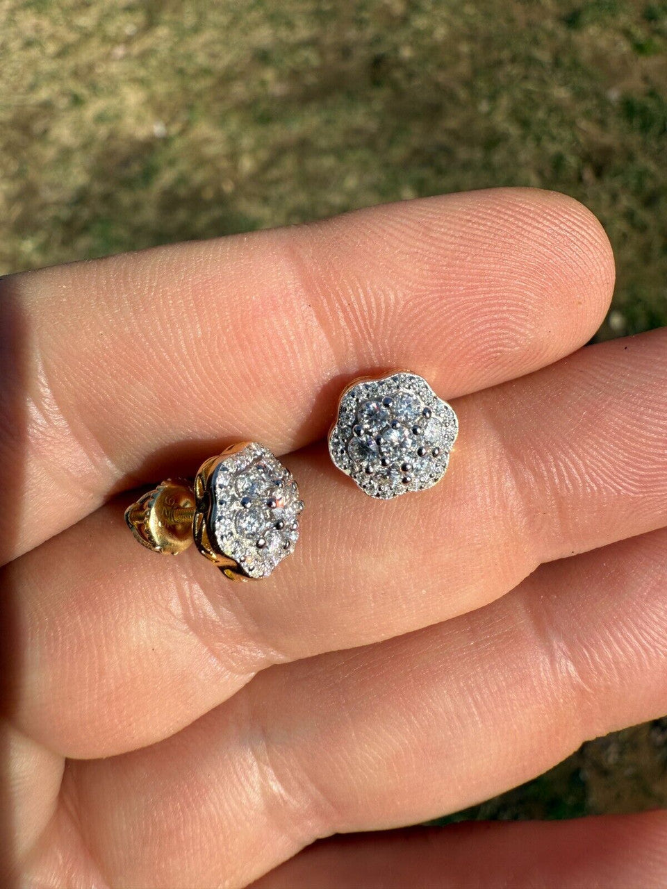 Micropave Cluster Iced Out Earrings | 14k Gold Vermeil 925 Silver | CZ