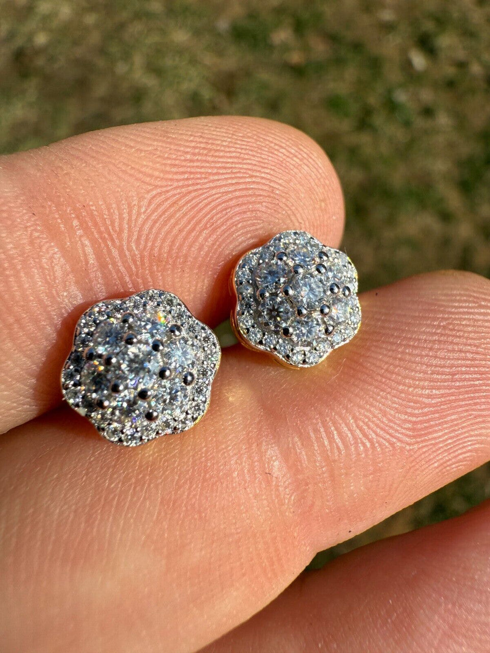 Micropave Cluster Iced Out Earrings | 14k Gold Vermeil 925 Silver | CZ