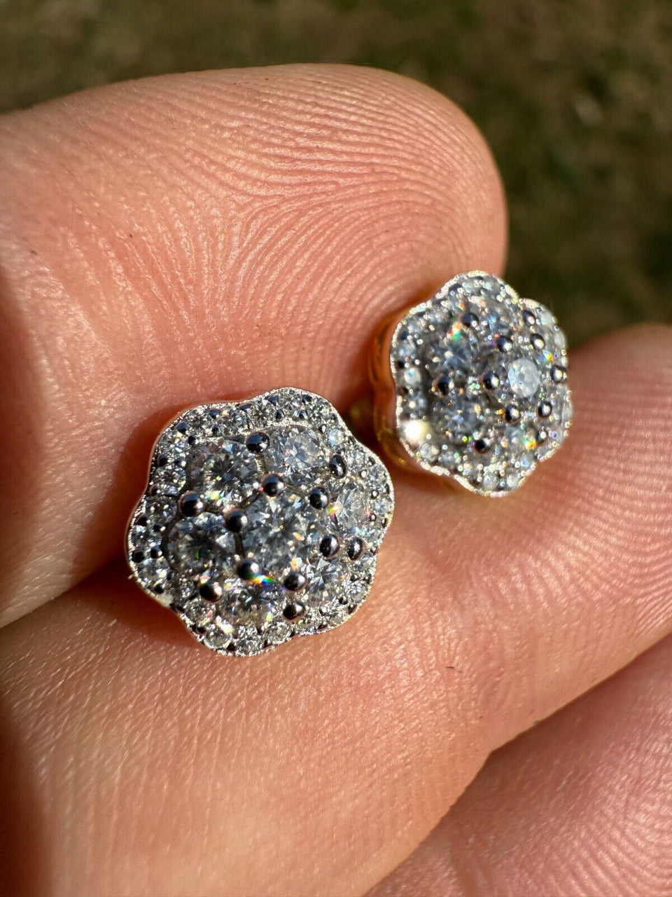 Micropave Cluster Iced Out Earrings | 14k Gold Vermeil 925 Silver | CZ
