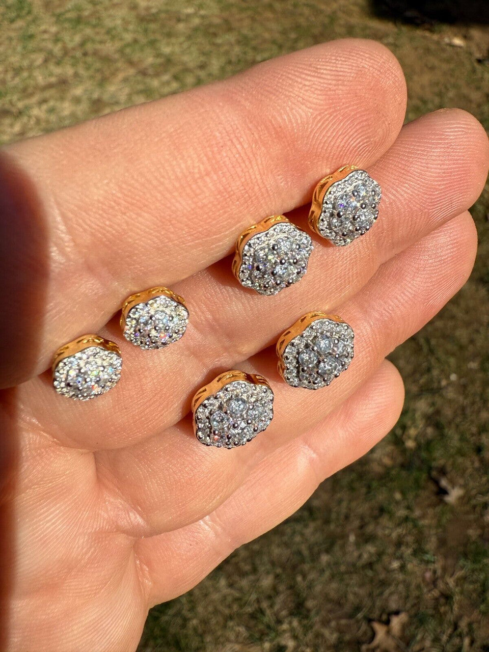 Micropave Cluster Iced Out Earrings | 14k Gold Vermeil 925 Silver | CZ