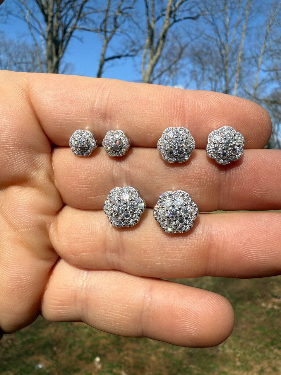 Micropave Cluster Iced Out Earrings | 925 Silver | CZ