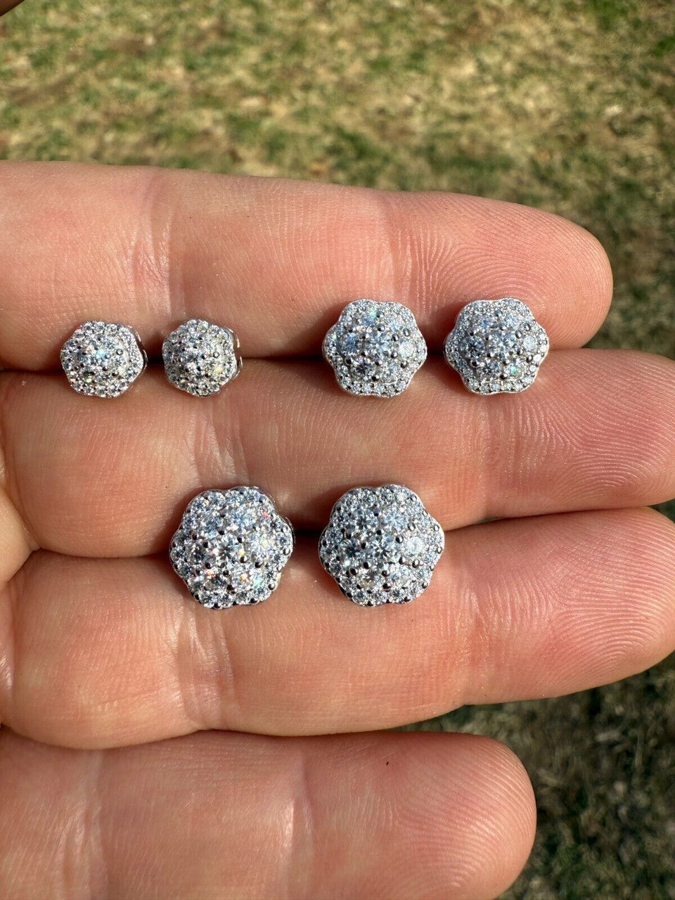 Micropave Cluster Iced Out Earrings | 925 Silver | CZ