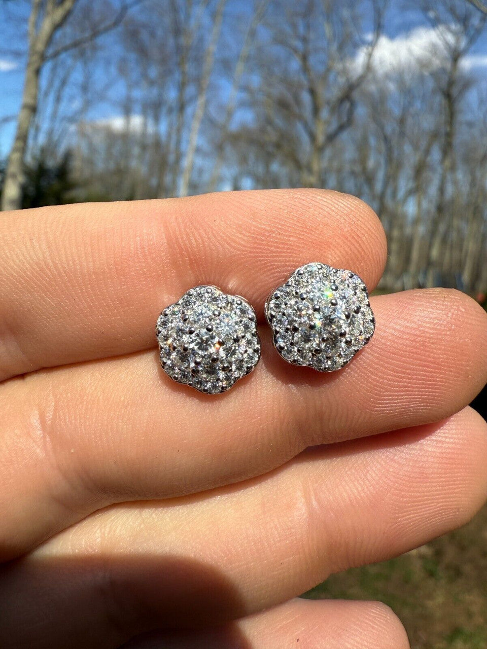 Micropave Cluster Iced Out Earrings | 925 Silver | CZ