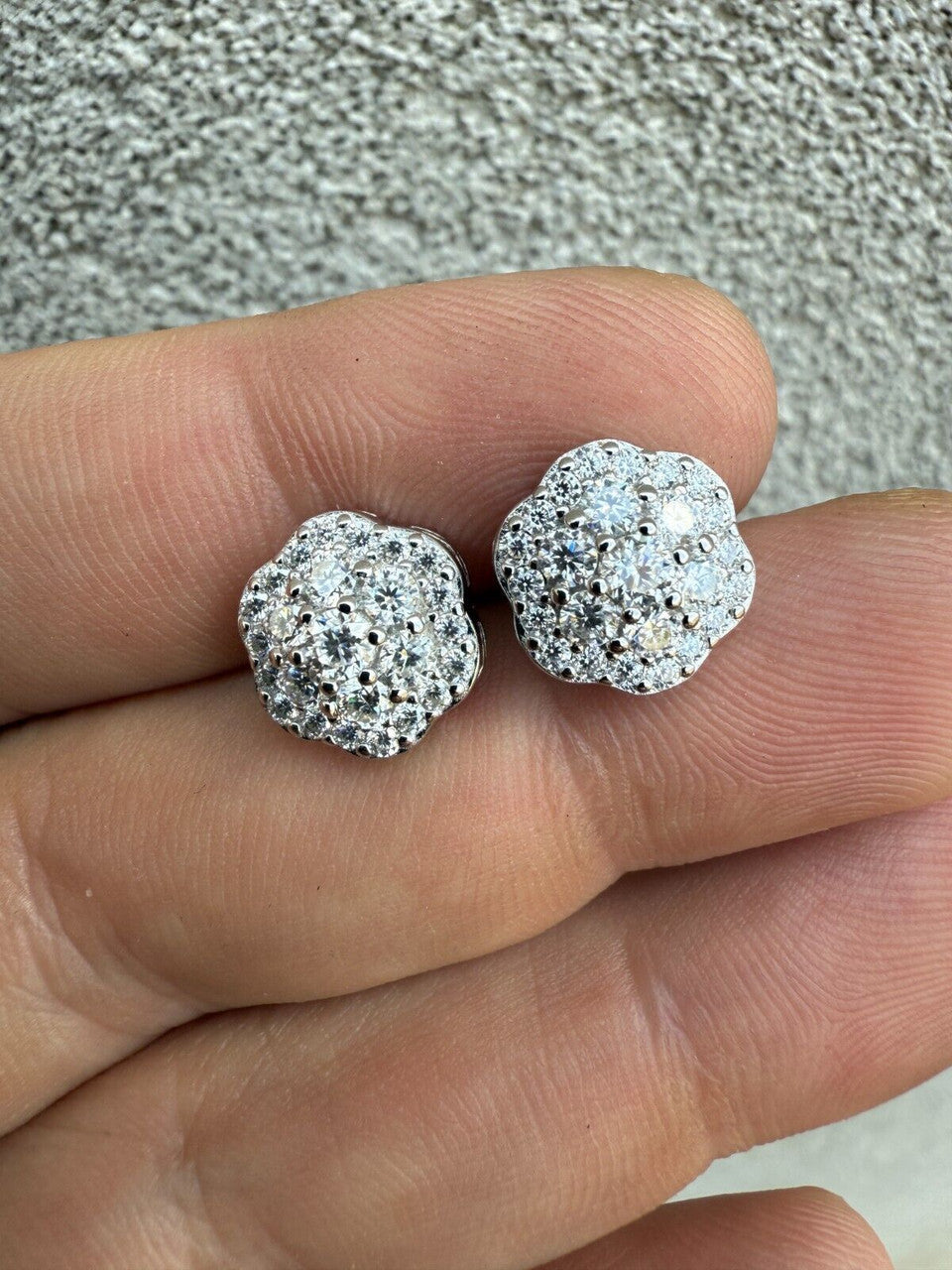 Moissanite Micropave Cluster Iced Out Earrings | 925 Silver
