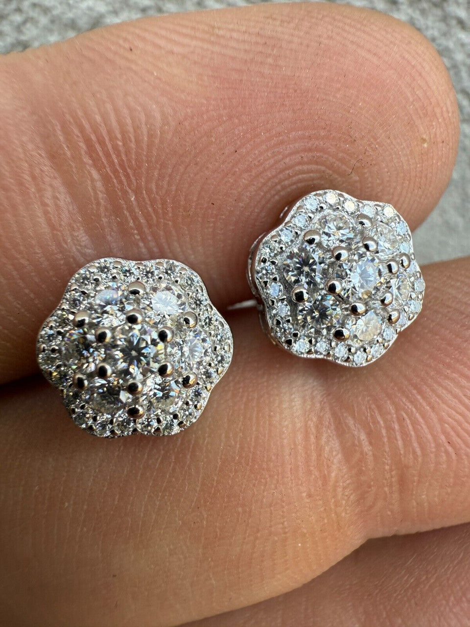 Moissanite Micropave Cluster Iced Out Earrings | 925 Silver