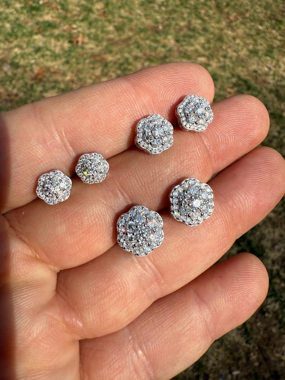 Moissanite Micropave Cluster Iced Out Earrings | 925 Silver