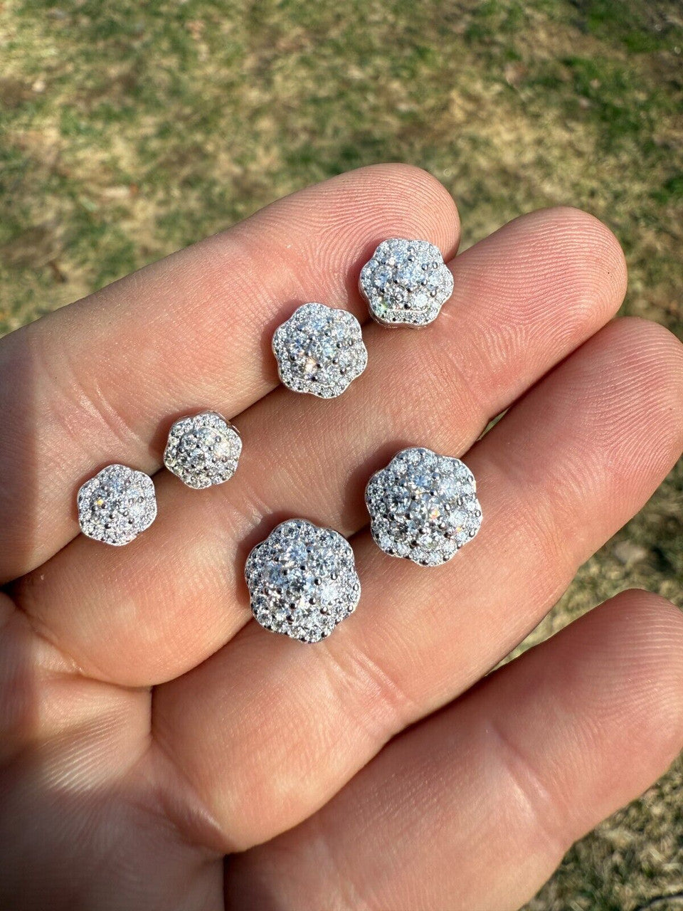 Moissanite Micropave Cluster Iced Out Earrings | 925 Silver