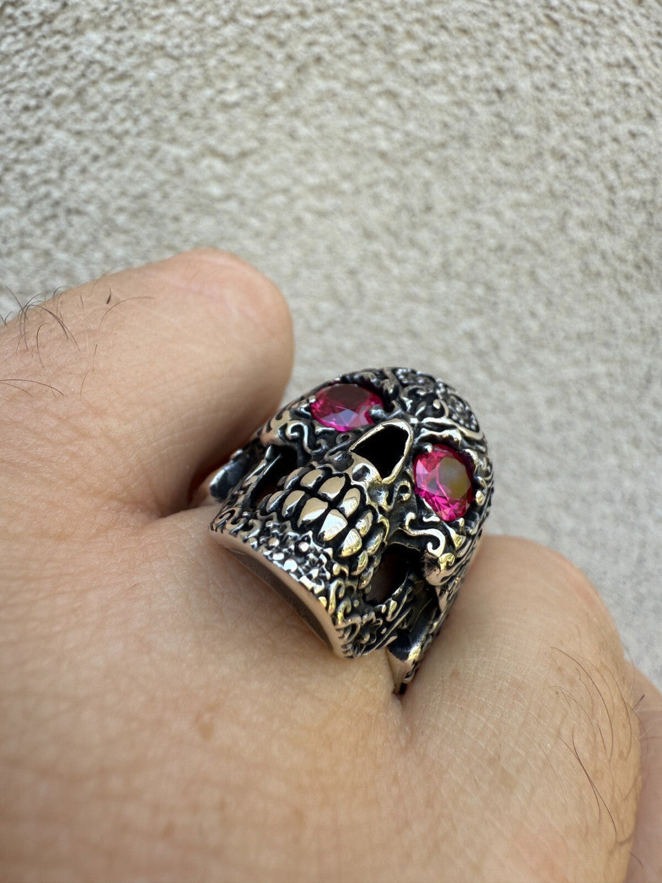 Sugar Skull & Roses Ring | 925 Silver Oxidized