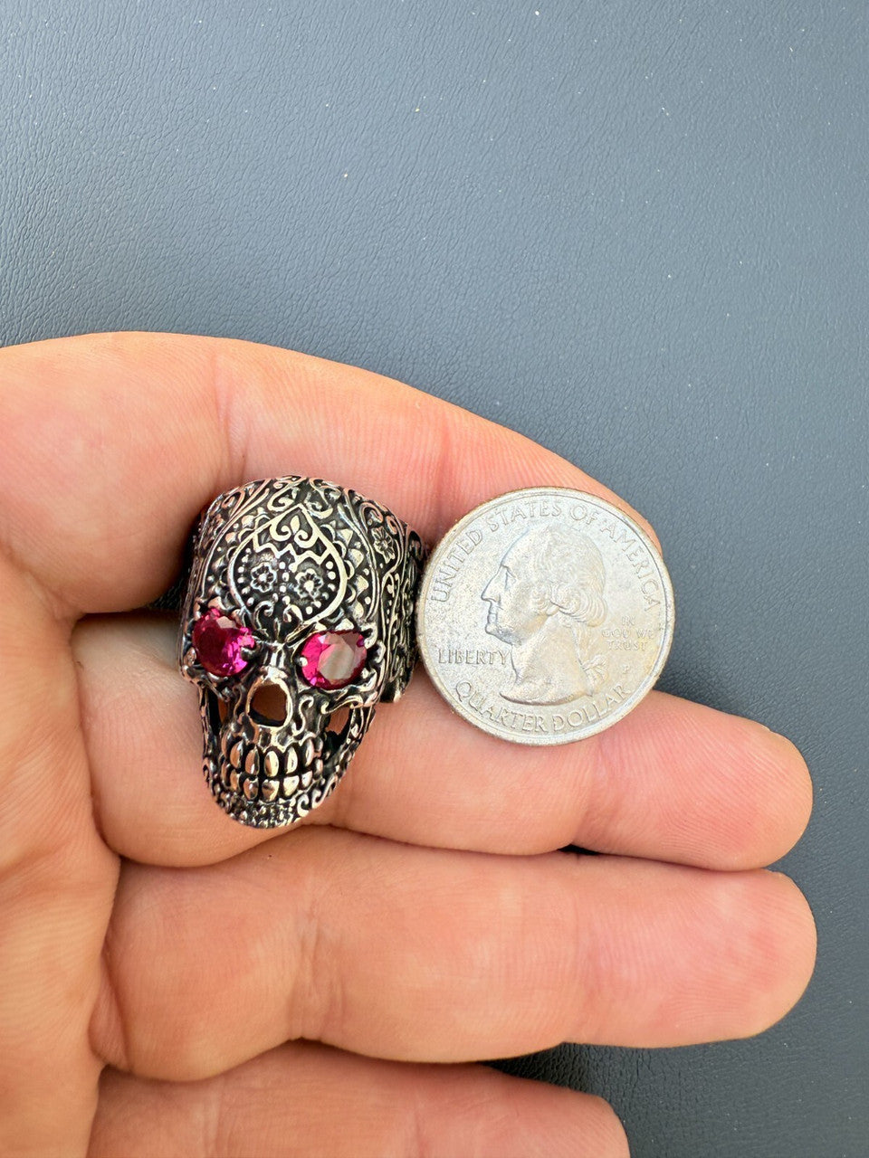 Sugar Skull & Roses Ring | 925 Silver Oxidized