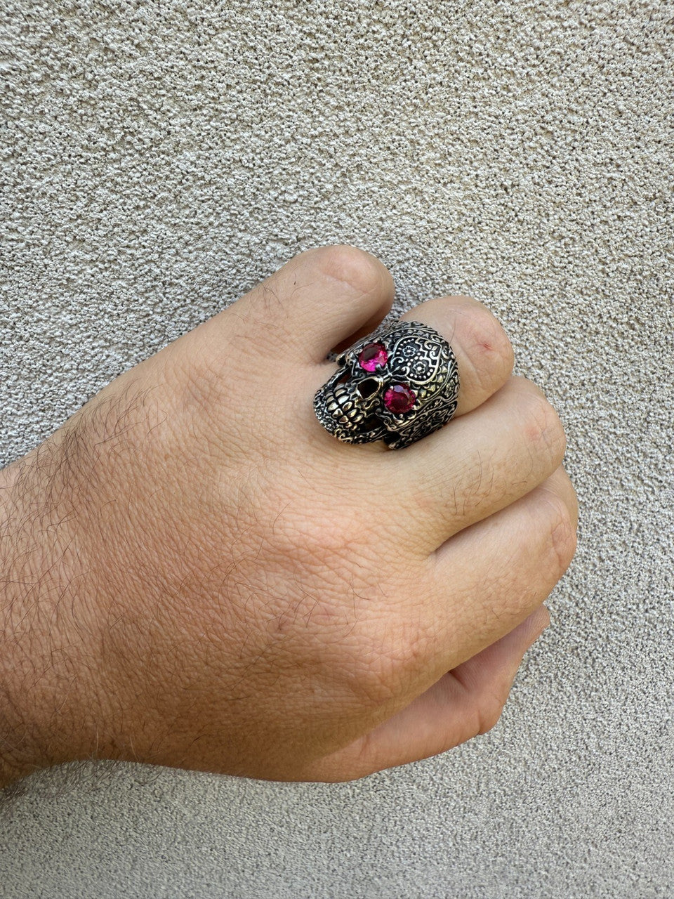 Sugar Skull & Roses Ring | 925 Silver Oxidized