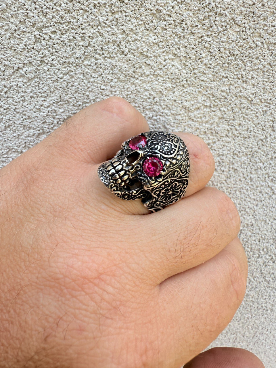 Sugar Skull & Roses Ring | 925 Silver Oxidized