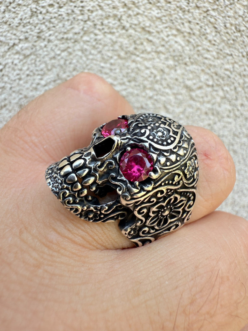 Sugar Skull & Roses Ring | 925 Silver Oxidized