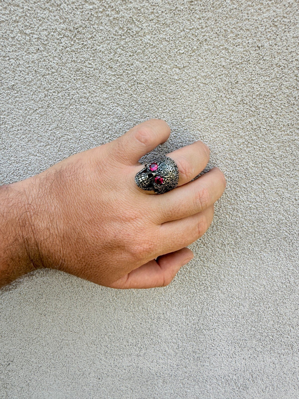 Sugar Skull & Roses Ring | 925 Silver Oxidized