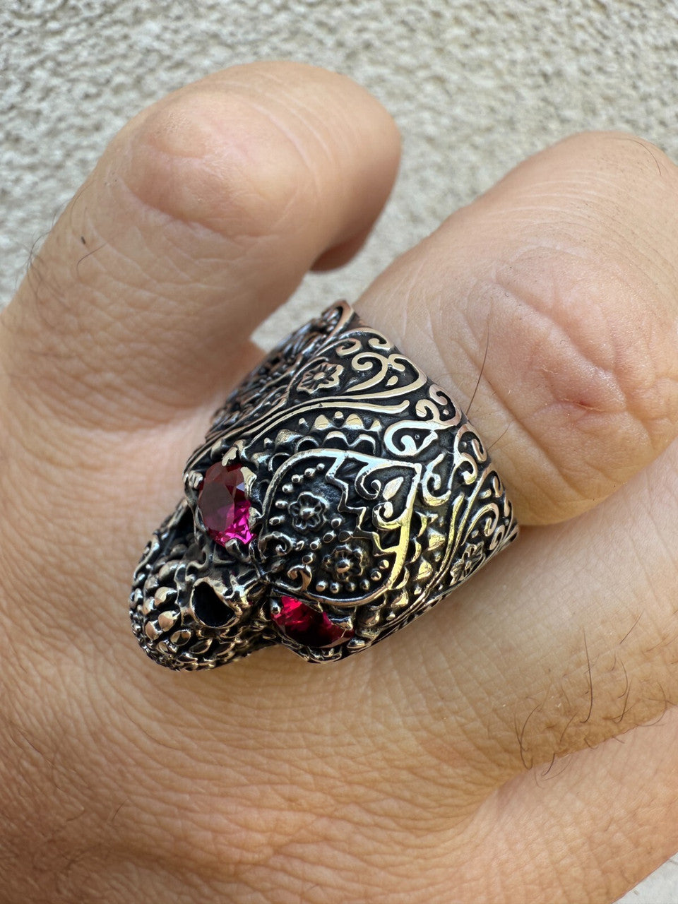 Sugar Skull & Roses Ring | 925 Silver Oxidized