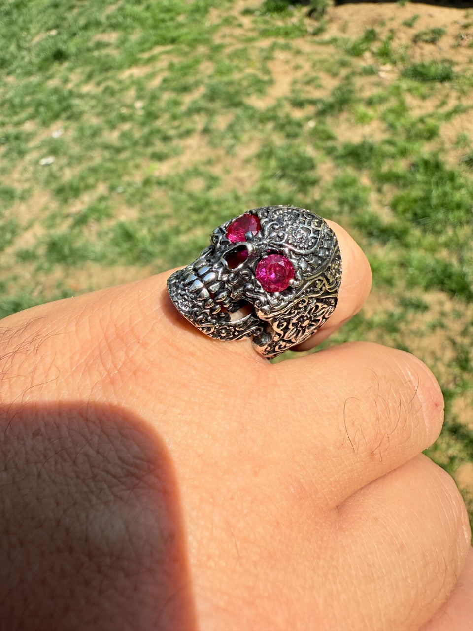 Sugar Skull & Roses Ring | 925 Silver Oxidized