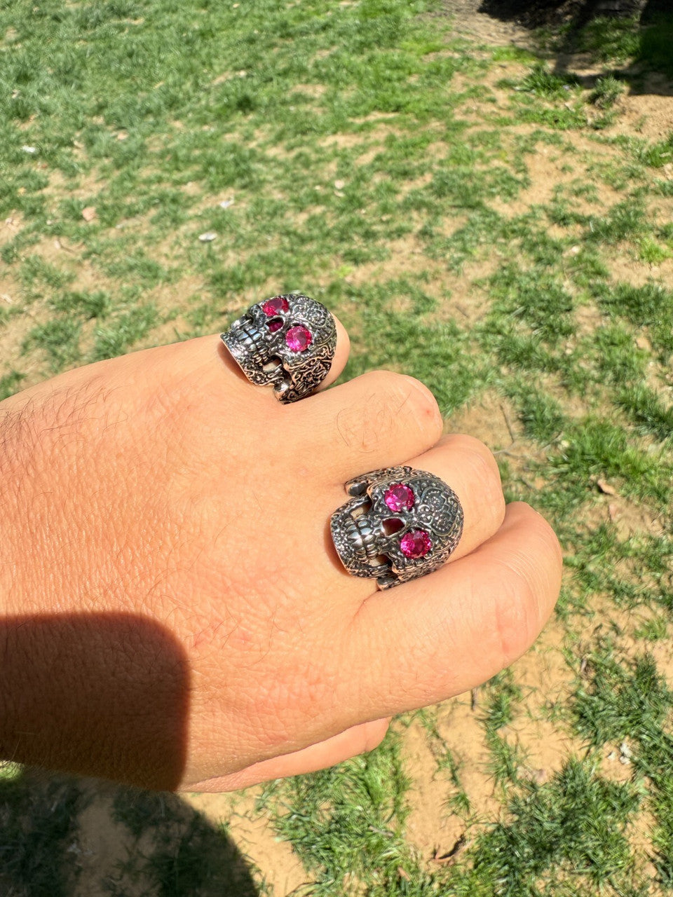 Sugar Skull & Roses Ring | 925 Silver Oxidized