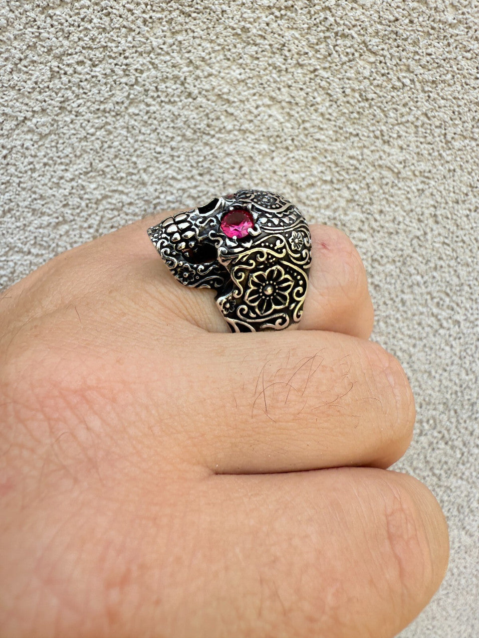Sugar Skull & Roses Ring | 925 Silver Oxidized
