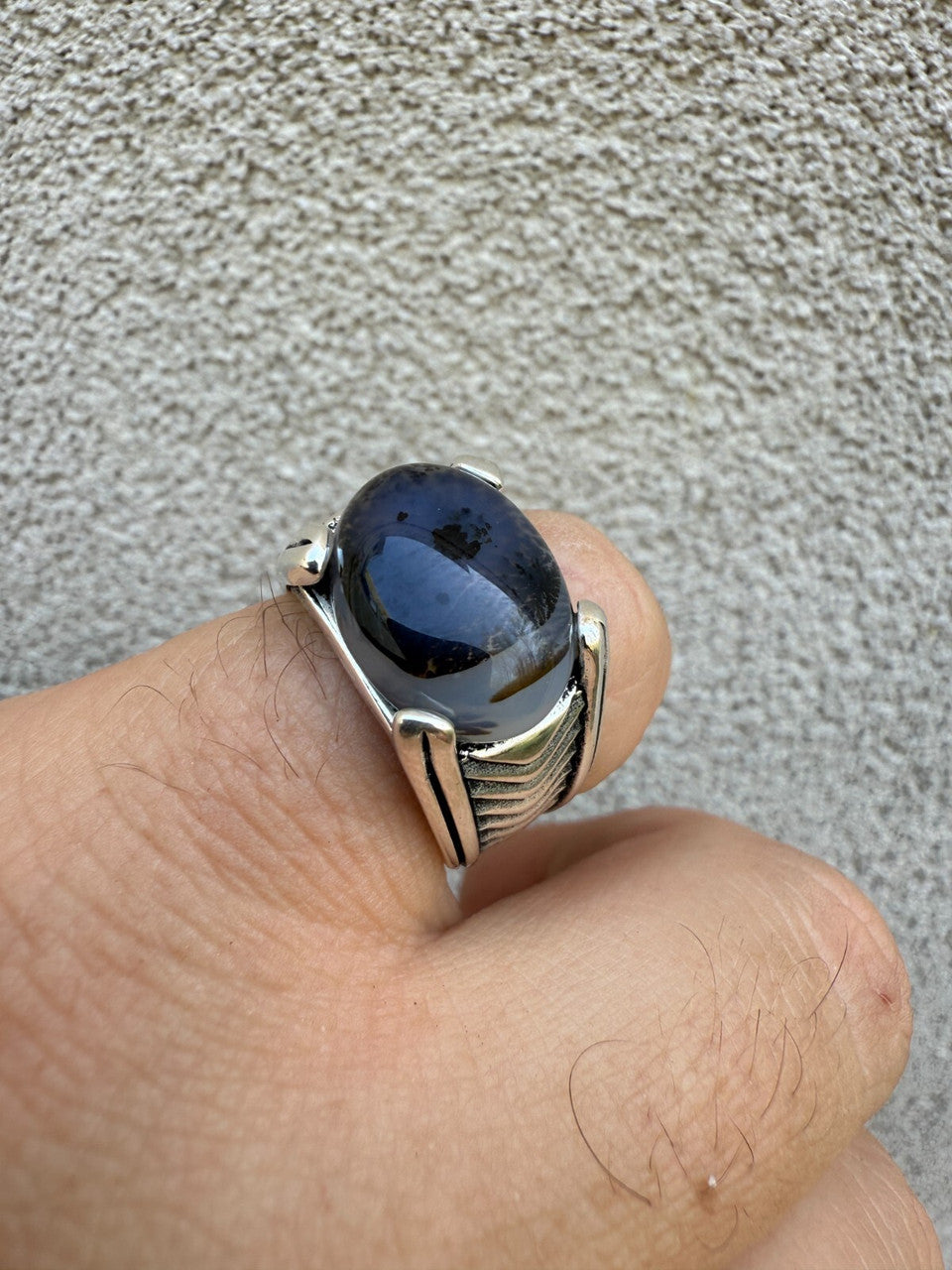 Classic Stone Eye Ring | 925 Silver Oxidized