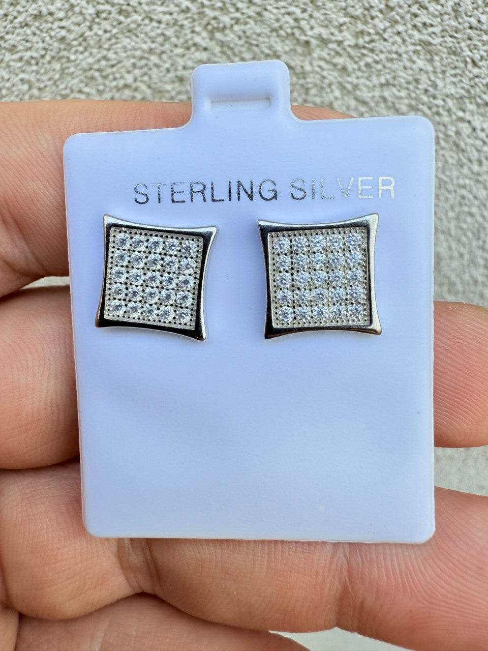 Real 925 Sterling Silver Kite Earrings Iced CZ Screwbacks 11mm | WHOLESALE DEAL