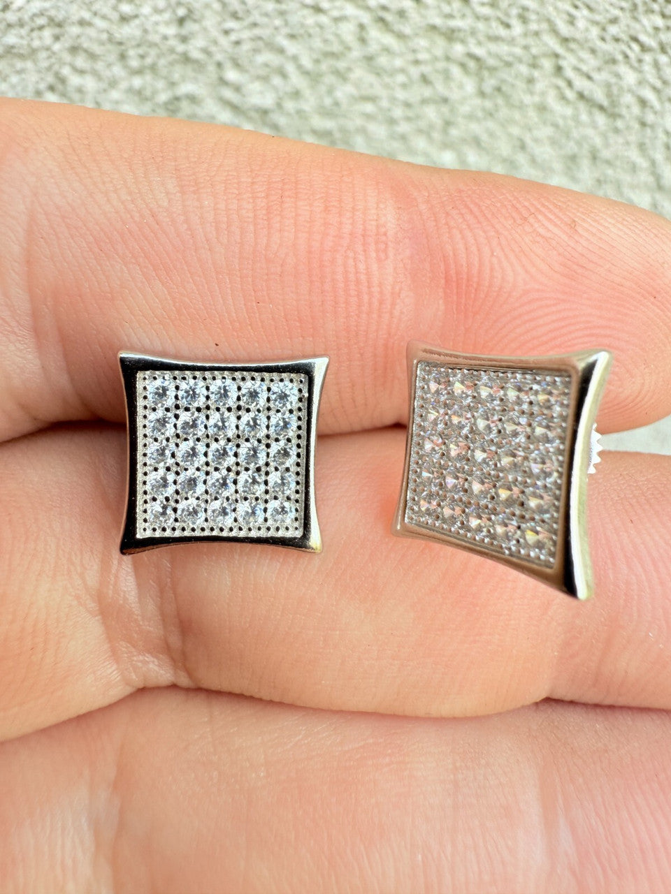 Real 925 Sterling Silver Kite Earrings Iced CZ Screwbacks 11mm | WHOLESALE DEAL