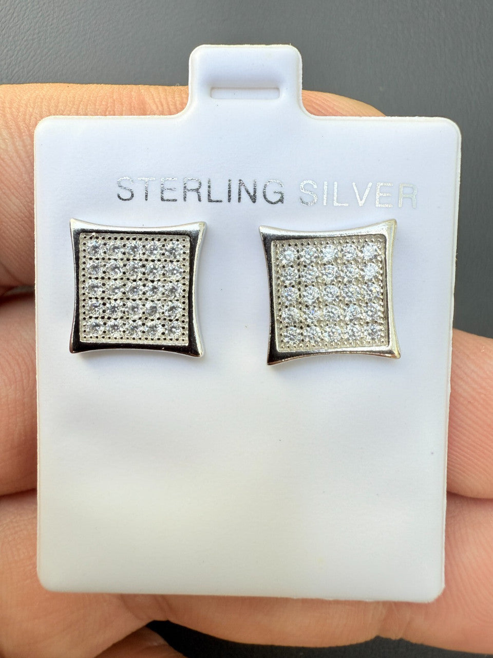Real 925 Sterling Silver Kite Earrings Iced CZ Screwbacks 11mm | WHOLESALE DEAL