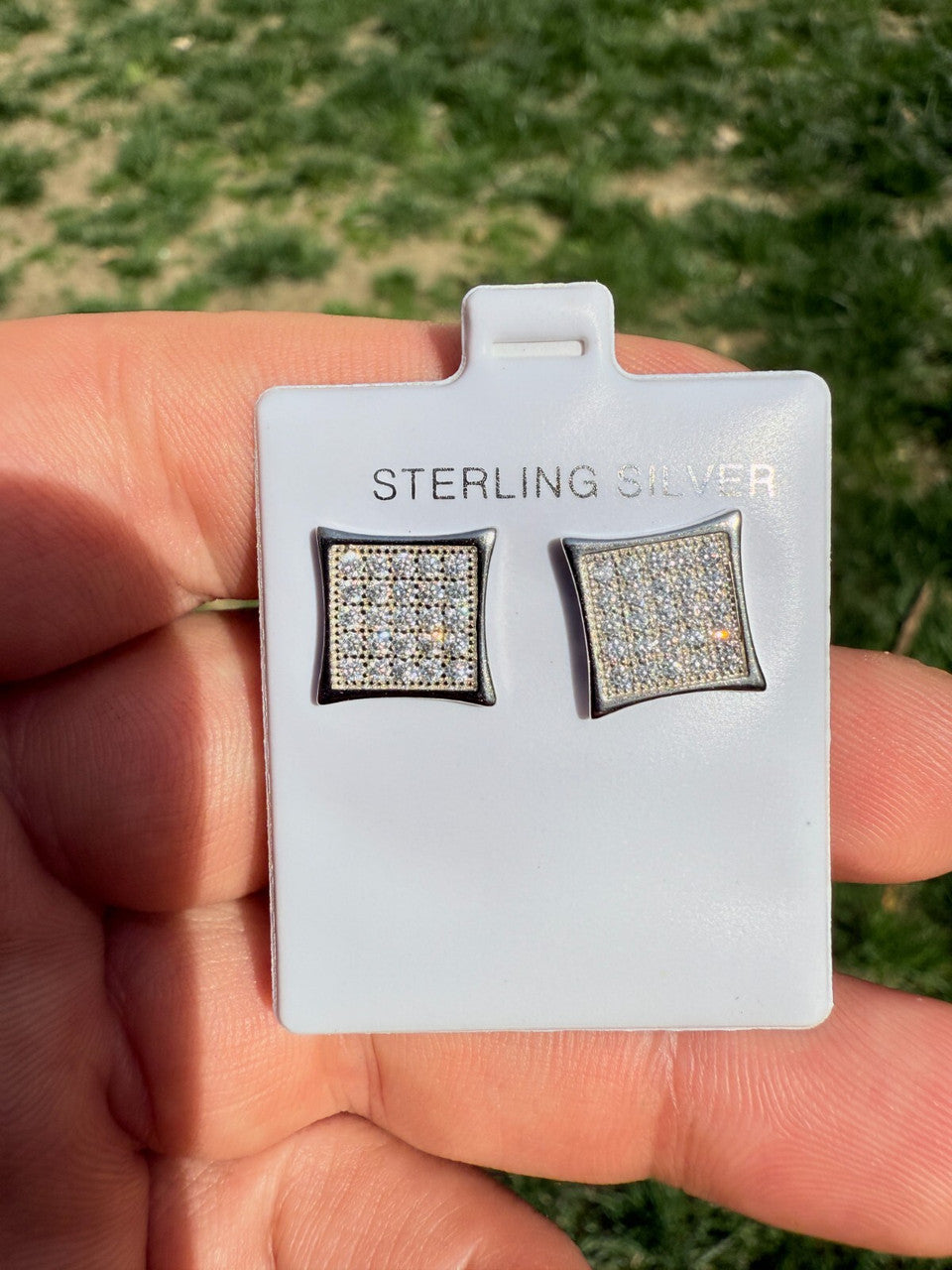 Real 925 Sterling Silver Kite Earrings Iced CZ Screwbacks 11mm | WHOLESALE DEAL