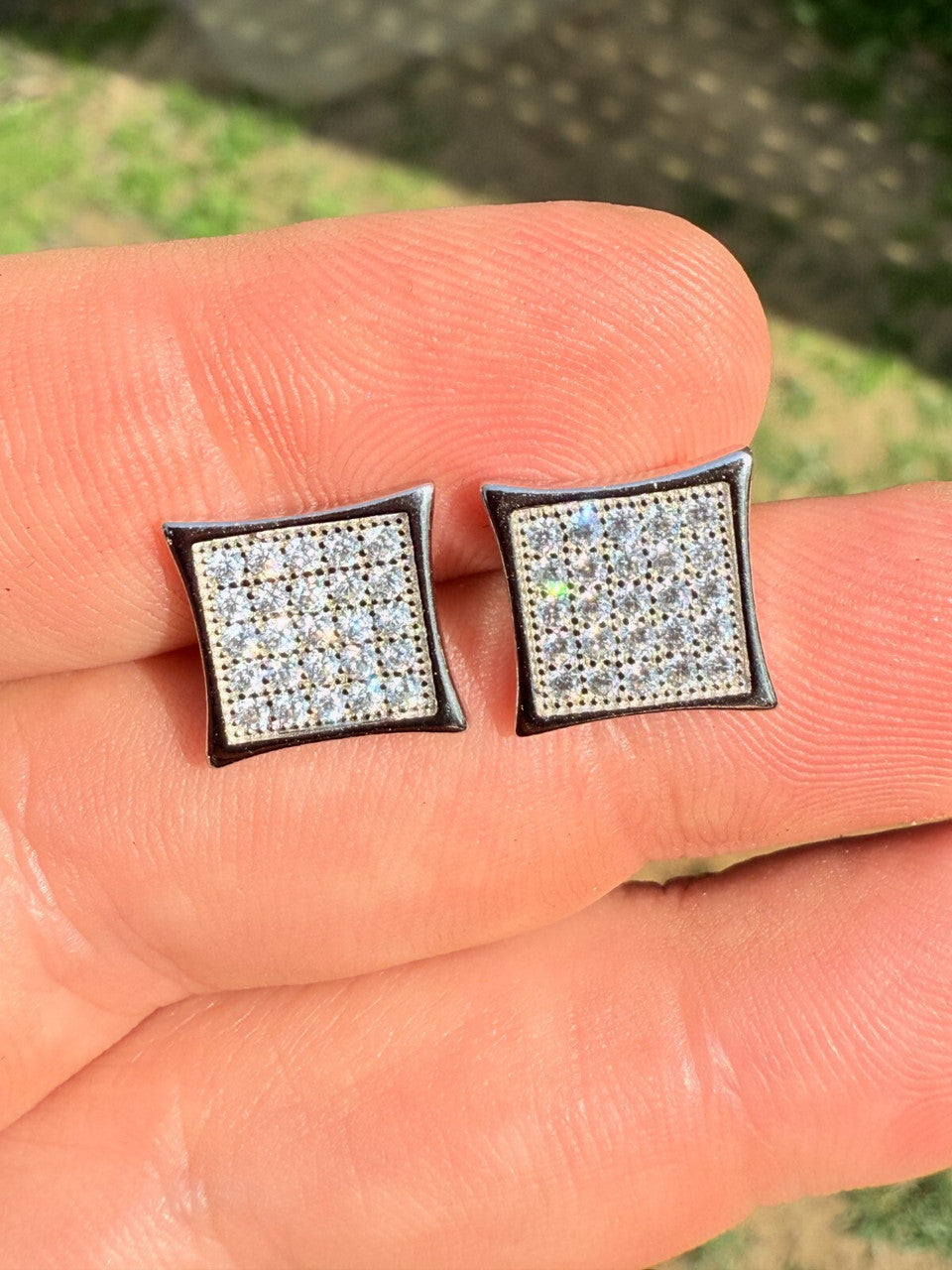 Real 925 Sterling Silver Kite Earrings Iced CZ Screwbacks 11mm | WHOLESALE DEAL