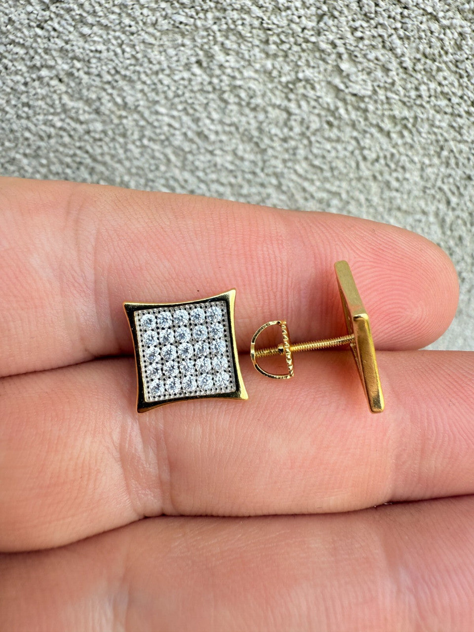 14K Gold Two Tone Real 925 Silver Kite Earrings Iced CZ 11mm | WHOLESALE DEAL