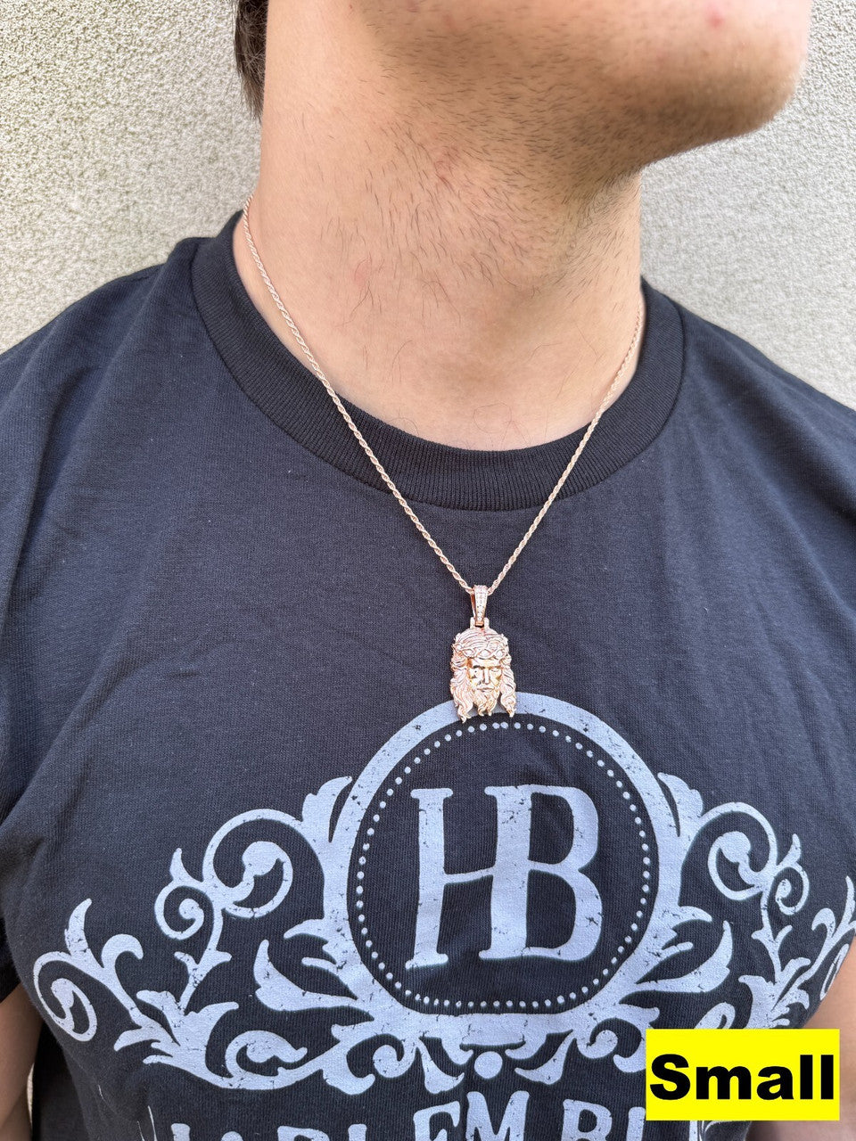 Moissanite Jesus Piece Pendant | 14k Rose Gold Vermeil 925 Silver