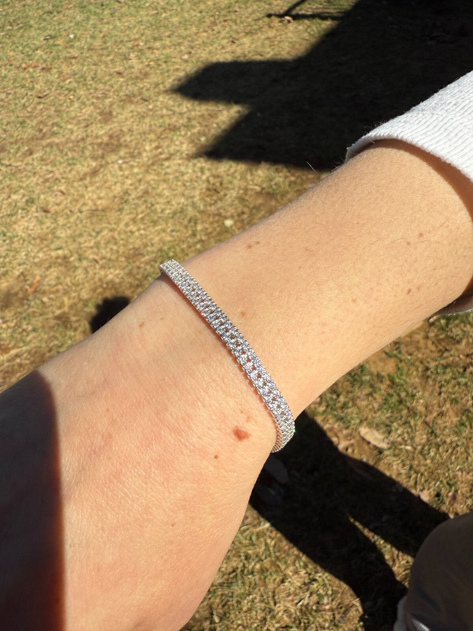 Real 925 Sterling Silver Micro Two Row 4.5mm Tennis Bracelet CZ 6-8" Iced