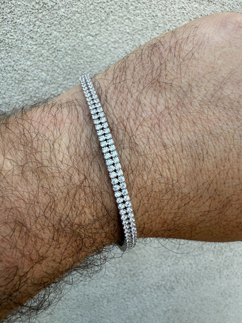 Real 925 Sterling Silver Micro Two Row 4.5mm Tennis Bracelet CZ 6-8" Iced