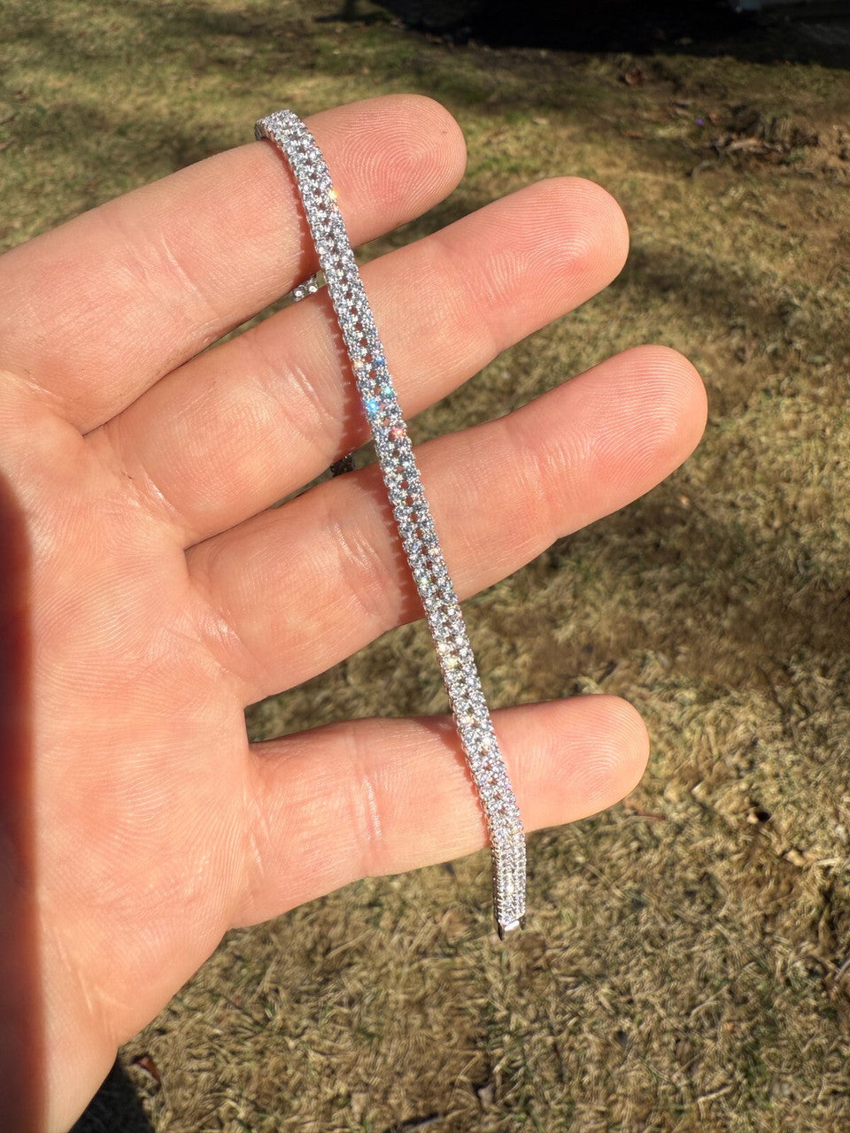 Real 925 Sterling Silver Micro Two Row 4.5mm Tennis Bracelet CZ 6-8" Iced