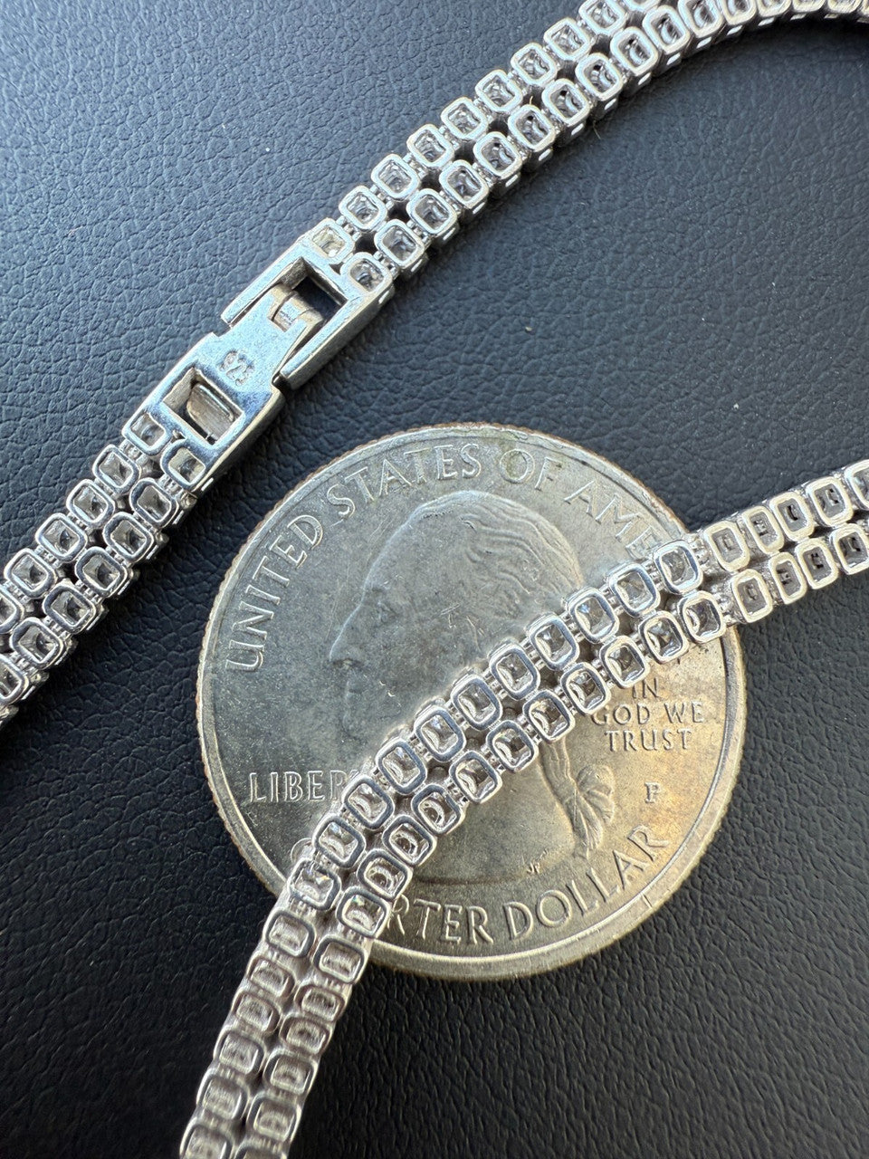 Real 925 Sterling Silver Micro Two Row 4.5mm Tennis Bracelet CZ 6-8" Iced