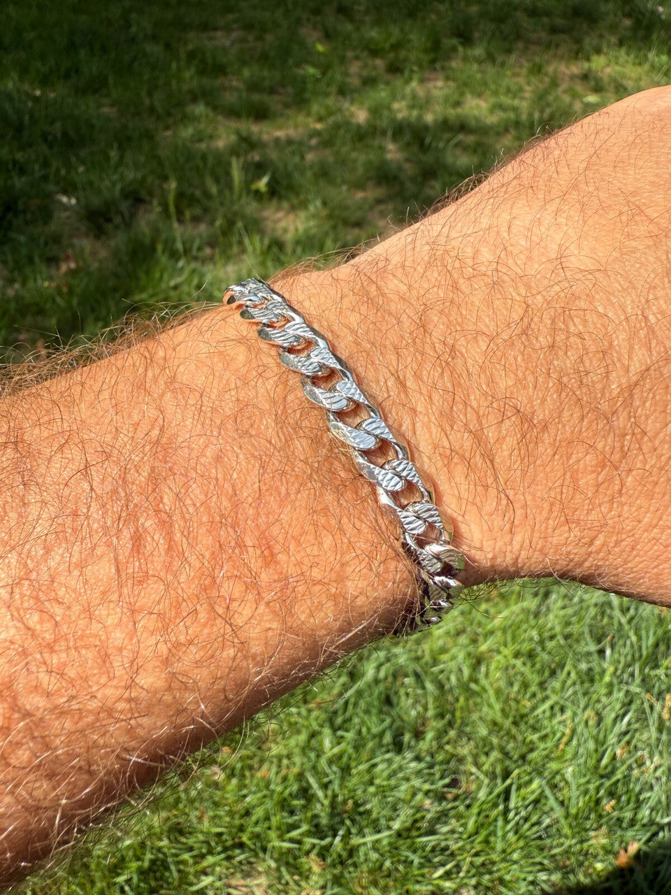 Mens Miami Cuban Bracelet Diamond Cut Solid 925 Silver | Rhodium Finished
