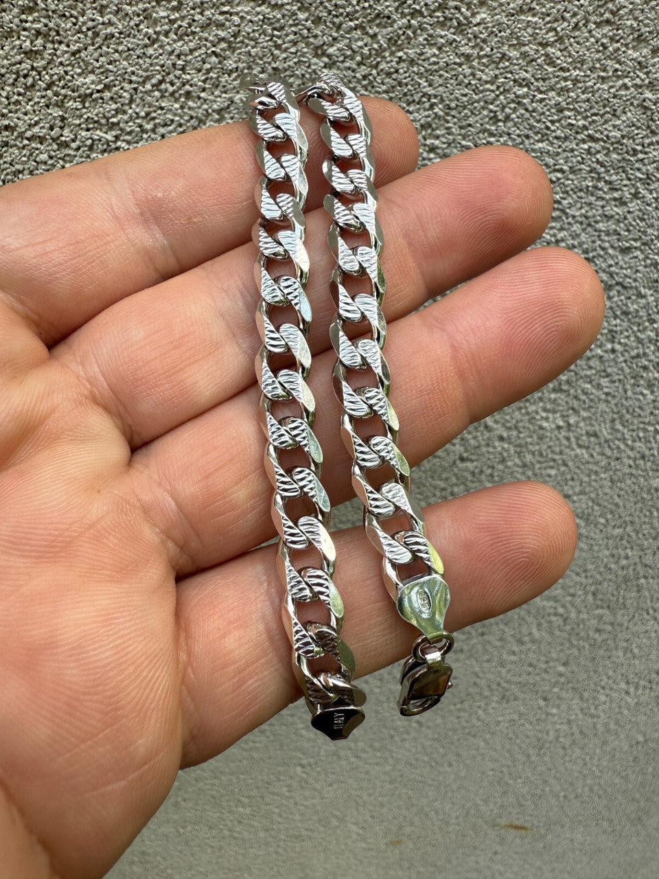 Mens Miami Cuban Bracelet Diamond Cut Solid 925 Silver | Rhodium Finished