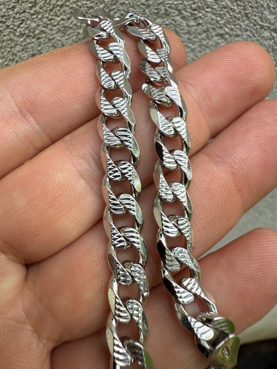 Mens Miami Cuban Bracelet Diamond Cut Solid 925 Silver | Rhodium Finished