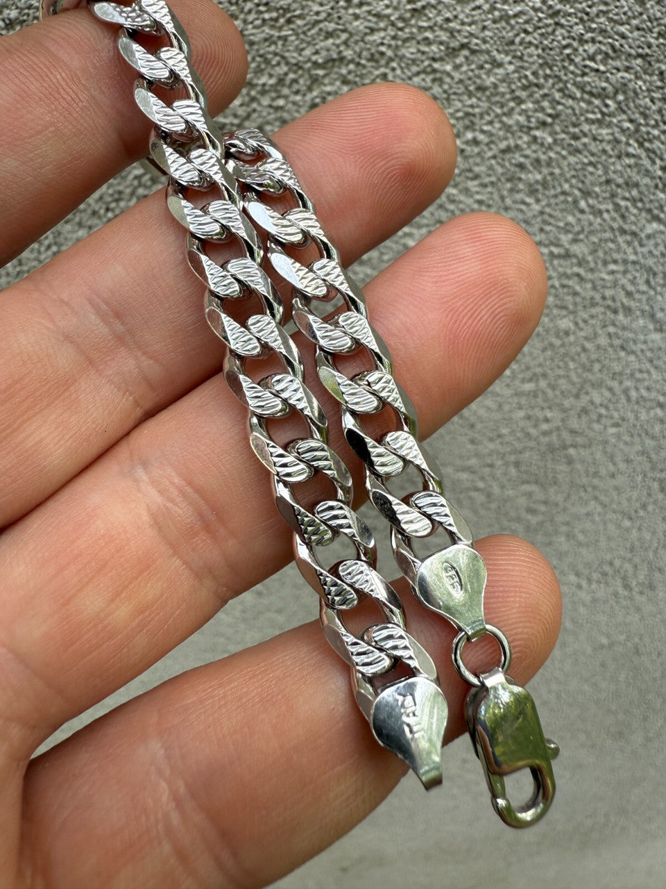 Mens Miami Cuban Bracelet Diamond Cut Solid 925 Silver | Rhodium Finished